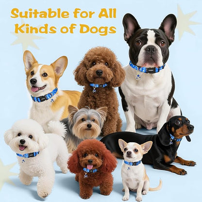Kazazoo Dog Collar Cute and Soft Nylon Puppy Collar for Boy and Girl, Adjustable Dog Collars for Small Medium Dogs, Blue Sky-S