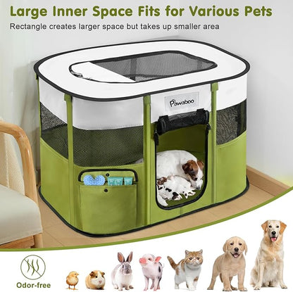 Dog Playpen, Portable Pet Playpen Cat PlayPens, 600D Oxford Dog Kennel Tent Crate, Waterproof&Breathable, Indoor Outdoor Travel Camping Use for Medium/Large Breed with Carrying Case+Folding Bowl(M)