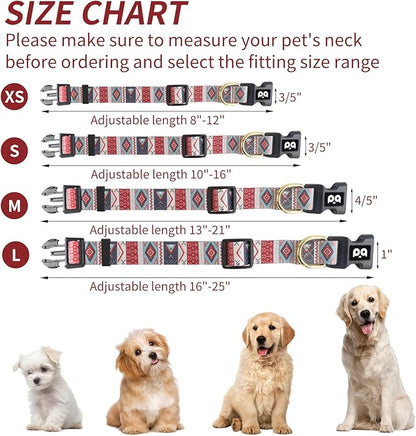 QQPETS Adjustable Soft Dog Collar: Print Flower Pink Multicolor Cute Patterns for XS Small Medium Large Pet Girl Boy Puppy Walking Running Training