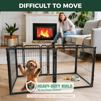FXW AuraSpace Pro Acrylic & Wire Mesh Indoor Dog Playpen, 24" Height 6 Panels Metal Dog Pen for Puppies & Small Dogs, Black│Patented