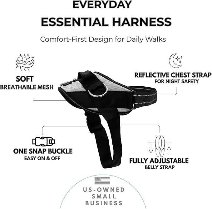 ShawnCo Essential Dog Harness, No-Pull Pet Vest with 3 Leash Clips, No Choke, Reflective, Adjustable and Padded, for Easy Walking and Training for Small, Medium and Large Dogs (Arctic Camo, L)