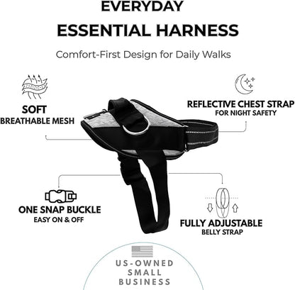 ShawnCo Essential Dog Harness, No-Pull Pet Vest with 3 Leash Clips, No Choke, Reflective, Adjustable and Padded, for Easy Walking and Training for Small, Medium and Large Dogs (Arctic Camo, L)