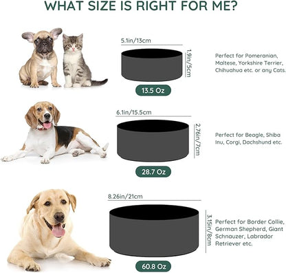 SPUNKYJUNKY 13.5OZ Ceramic Dog and Cat Bowl, Modern Cute Weighted Food Water Bowl for Replacement Black (1 Pack)