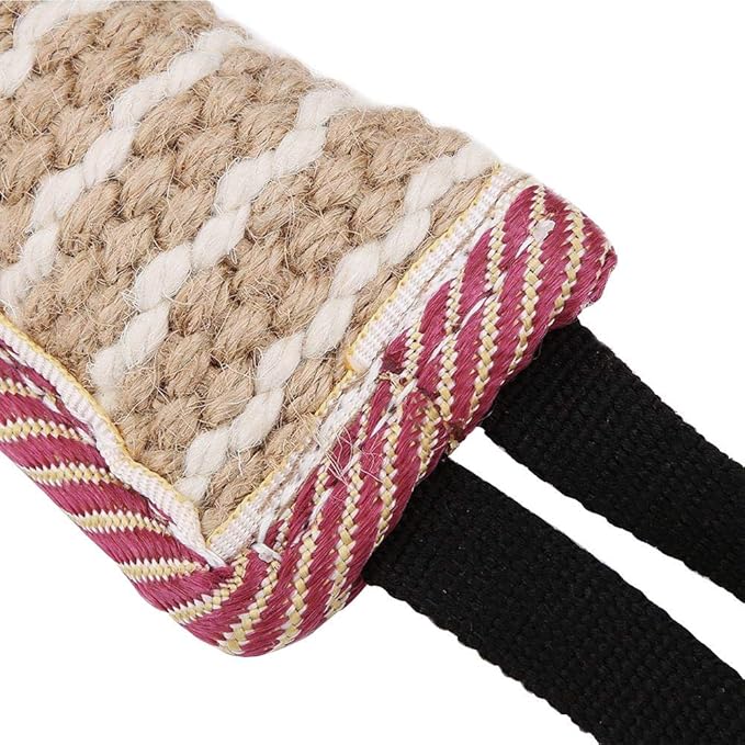 DGSL Dog Tug Toy, Tug of War Dog Toy Jute Bite Pillow with 2 Handles for Puppy Training Interactive Play, Fetch, K9 Suitable for Small Medium Large Dogs (4 red)
