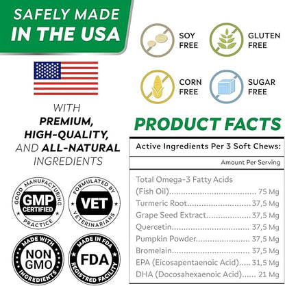 StrellaLab Dog Allergy Relief & Anti Itch Support Chews w/Omega 3: Real Ingredients, Real Taste! Skin & Coat Immune Supplement w/Fish Oil, Pumpkin & Enzymes — Developed by Experts - Made in USA -120Ct