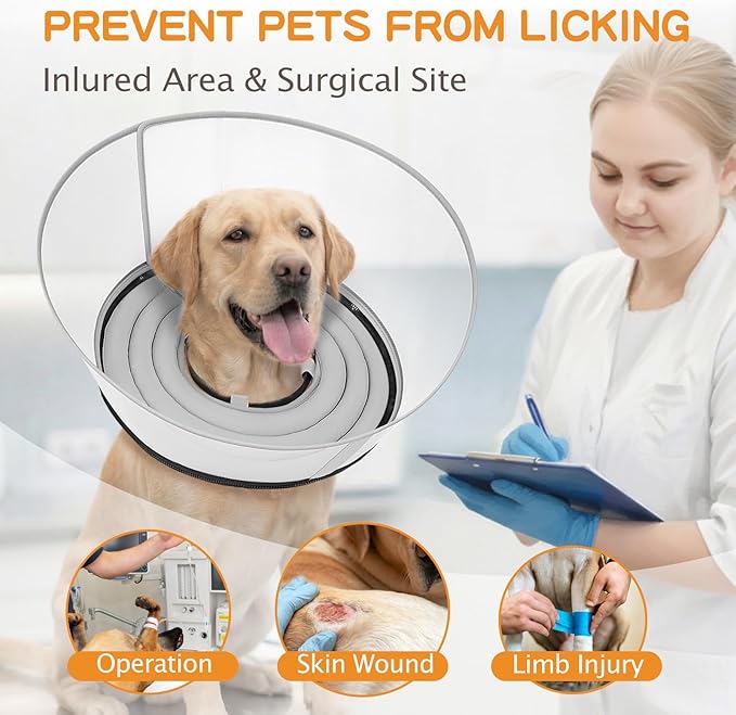 Raised Dog Cone Collar Alternative After Surgery, Soft Dog Cone for Small Medium Large Breeds to Stop Licking, Pet Neck Donut Collar After Surgery