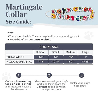 Lucky Love Dog Martingale Dog Collar - Adjustable, No-Slip, Durable, & Soft Webbing Collar for Male and Female Dogs Ideal for Training & Walking - Ladybird, Large