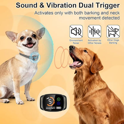 ETACCU Dog Bark Collar，Waterproof Rechargeable Digital Ultrasonic Bark Collars,Anti Barking Collar with 6 Adjustable Sensitivity Levels for Large Medium Small Dogs