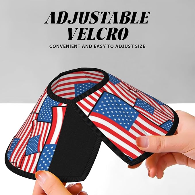 Comfy Dog Cone Collar Alternative Novelty American Flag, Adjustable Elizabethan Collar for Dogs After Surgery, Anti-Bite and Lightweight Design