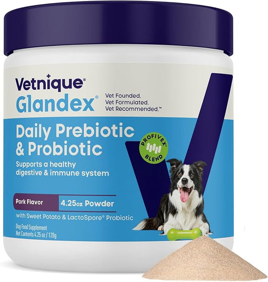 Vetnique Glandex Daily Probiotics for Dogs with Prebiotics to Support Gut Health, Diarrhea with Fiber and Digestive Enzymes, Dog Probiotic Powder (4.25oz Powder, Pork Powder)