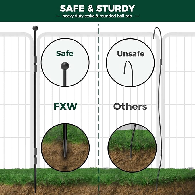FXW Rollick Dog Playpen with Anchor Kit (Pack of 4) – 24 Inch 8-Panel Dog Pen for Small & Medium Dogs, Stable & Safe Indoor/Outdoor Play│Patented
