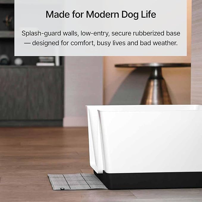Indoor Dog Potty with High Walls and Low Entry for Small Dogs — Vertical Pad Holder, Splash Guard, and Clean Modern Design by DoggyBathroom (Black, Mini)
