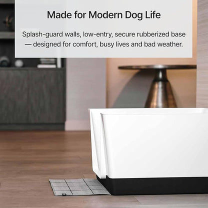 Indoor Dog Potty with High Walls and Low Entry for Small Dogs — Vertical Pad Holder, Splash Guard, and Clean Modern Design by DoggyBathroom (Black, Mini)