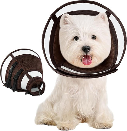 Allroaring Dog Cone Adjustable After Surgery, Soft Pet Recovery Collar & Cone for Small Dogs, Anti Licking Elizabethan Collar Dog Cones for Wound Healing, Brown S