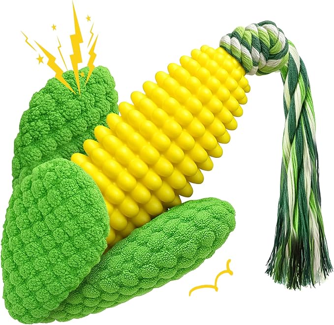 Dog Chew Toys – Squeaky Corn Dog Toys to Keep Them Busy, Soft Durable Teething Toys for Medium and Large Dogs
