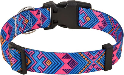 Mihqy Dog Collar with Bohemia Floral Tribal Geometric Patterns - Soft Ethnic Style Collar Adjustable for Small Medium Large Dogs(Orange Ethnic Style,XS)