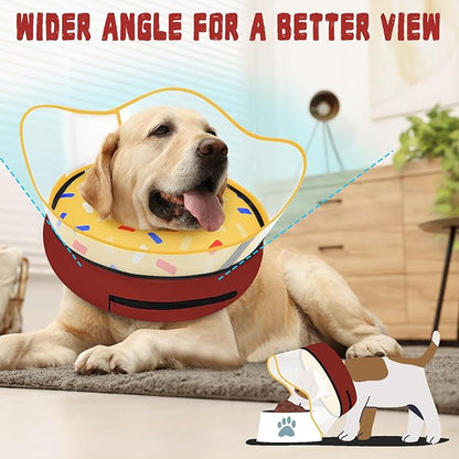 Elevated Inflatable Dog Cone Collar Alternative After Surgery, Dog Donut Collar, Soft Pet Cone to Stop Licking for Small Medium Large Dogs