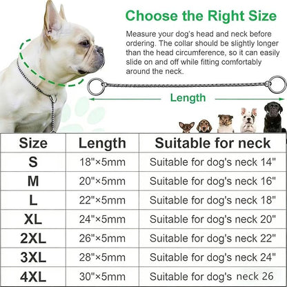 Dog P Snake Chain Chrome Plated Metal Dog Training Choke/Collar-Fully Guaranteed Against Rust Tarnish or Breakage-Recommended for Professional Training (Golden, 5mm * 22")