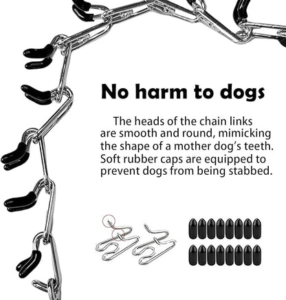 Dog Training Collar, Stainless Steel with Soft Rubber Cap, Adjustable with Quick Release Buckle (M)