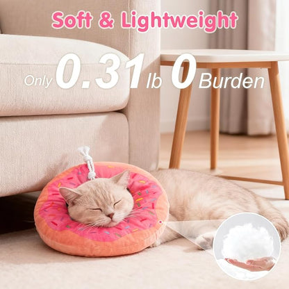 BEAUTYZOO Cat Cone Collars Soft, Cat Recovery E Collars After Surgery to Stop Licking, Adjustable Elizabeth Circle Collar Cute Pet Donut Pillow for Cats Kitten Small Dogs, Pink S
