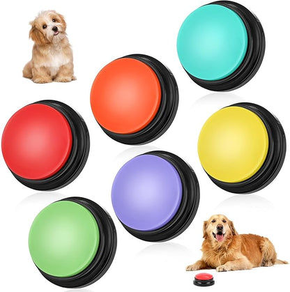 lazycozy® Dog Buttons for Communication - Pack of 6 Talking Buttons with Clear Voice Recording, 30 Seconds, Bright Colors, Easy Press for Pet Training