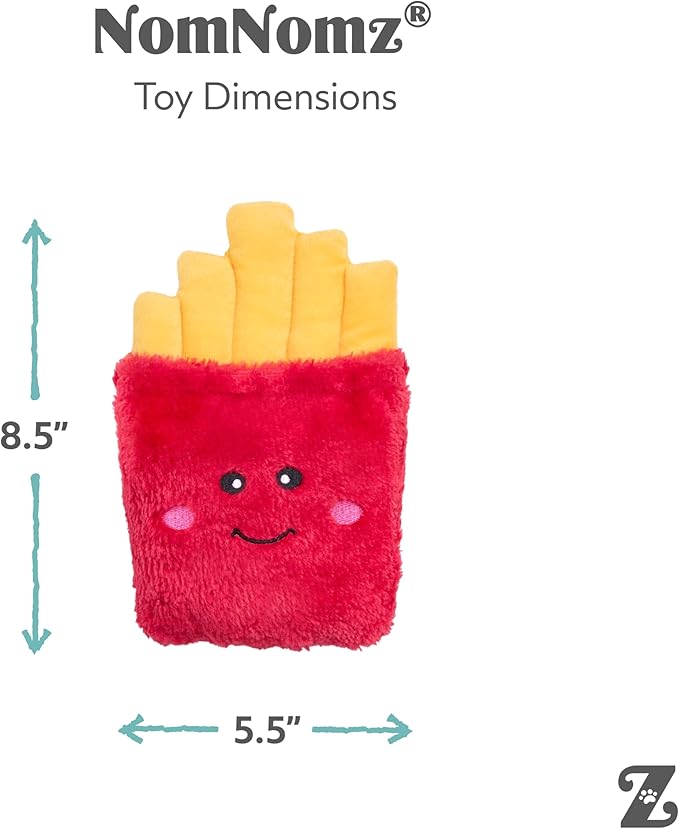 ZippyPaws NomNomz - Dog Squeaky Toys to Keep Them Busy, Funny Food Plush for Small & Medium Dogs, Cute Stuffed Puppy Toy, Pet Products, Gift for Dogs of All Breeds, Soft and Cuddly - Fries
