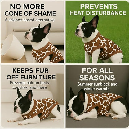 PetWarm Post-Surgery Dog Bodysuit, Dog Shirts for Medium Dogs, Recovery Suit for Male and Female Dogs, Alternative to Cone, Covers Sensitive Body Zones, Leopard Pattern, Brown, M