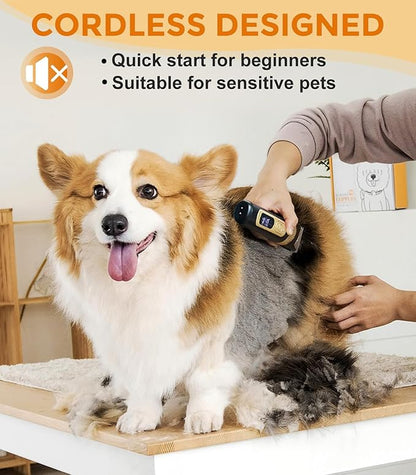 Petsaunter Dog Clippers for Grooming, 4-Speed & LCD, Low Noise Electric Trimmer for Grooming, TypeC Rechargeable Dog Hair Clippers, Super Quiet for Dogs & Pets with Thick or Heavy Coats(C95)