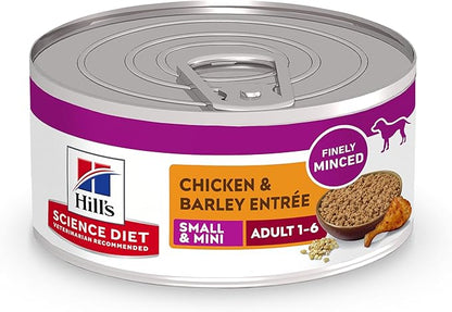 Hill's Science Diet Adult 1-6 Small & Mini Wet Dog Food, Chicken & Barley, 5.8 oz. Cans, 24-Pack