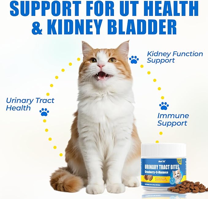 Just Try 300 Bites 6.35 oz Urinary Tract Bites for Cats - Cranberry & D Mannose Formula for Bladder Health - Prevent UTI & Promote Urinary Comfort - Grain Free, Natural Ingredients Cat Supplements