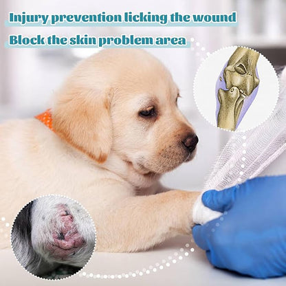 ROZKITCH Dog Leg Protector for Front Right Left Leg, Pet Prevent Licking Wound Elbow Knee Protector, Dog Recovery Suit Cone Collar Alternative for Sprain ACL CCL Arthritis Joint Care Zebra XXS