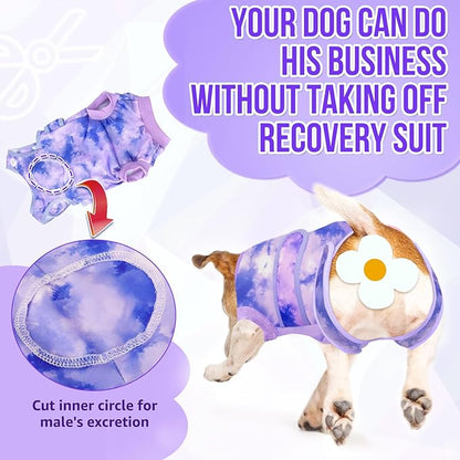Lukovee Recovery Suit for Dogs, Zipper On Recovery Suit for Female Male Dog, Onesie Abdominal Wounds Cone E-Collar Alternative Prevent Licking Spay Recovery Suit (L, 2TPU)