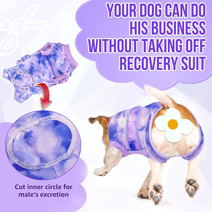 Lukovee Recovery Suit for Dogs, Zipper On Recovery Suit for Female Male Dog, Onesie Abdominal Wounds Cone E-Collar Alternative Prevent Licking Spay Recovery Suit (XXL,TPU)
