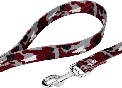 Country Brook Petz - Crimson and White Camo Everyday Dog Collar and Leash - Sports and Athletics Collection Featuring Spirited Designs (1 Inch, Extra Large)