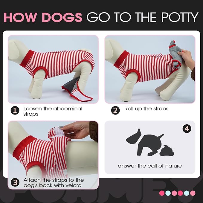 FUAMEY Dog Recovery Suit Male,Dogs Surgery Neuter Suits Puppy Spay Shirts for Female Protect Dog's Skin Anti Licking Abdominal Wounds Doggie Onesie Pet Bodysuit Alternative to Cone Red Stripes XS