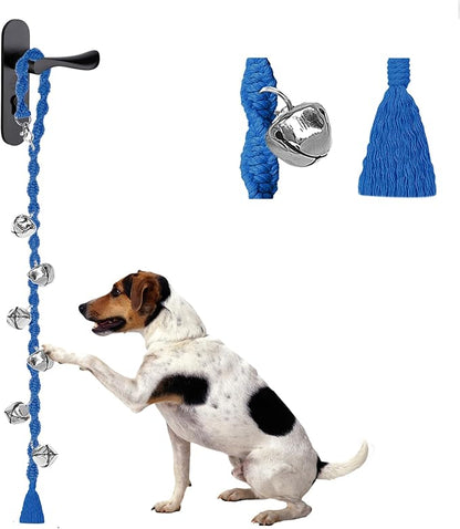 Dog Bells to Go Outside & Puppy Potty Training, Adjustable Dog Door Bell Ring to Go Potty, Handmade with Premium Yarn. Twisted Style, Blue