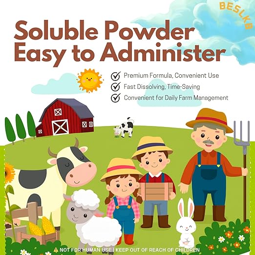 Soluble Drench Powder for Sheep & Cattle, Levamisole Hydrochloride, Oral Dewormer, 1.8 oz (52 g)