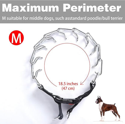 Dog Prong Collar, Walking Training Collar for Small Medium Large Dogs with Quick Release Buckle, Adjustable Pinch Collar with Rubber Caps, No Pull Dog Collar Prong(M,16"-18")