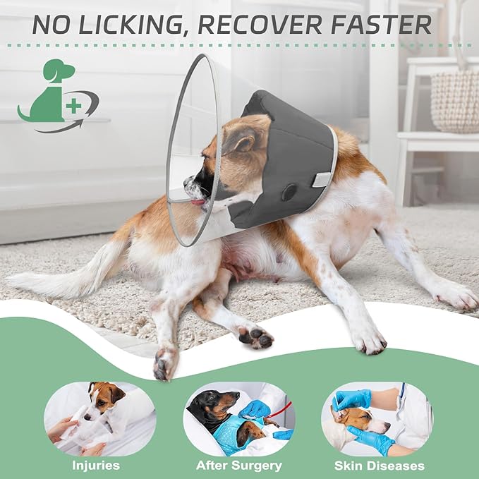 Dog Cone Collar for Recovery: Soft Elizabethan Collar Alternative to Stop Licking, Adjustable Pet Cone for Large, Medium, Small Dogs, for Surgery, Spay, Injury, Skin Treatment