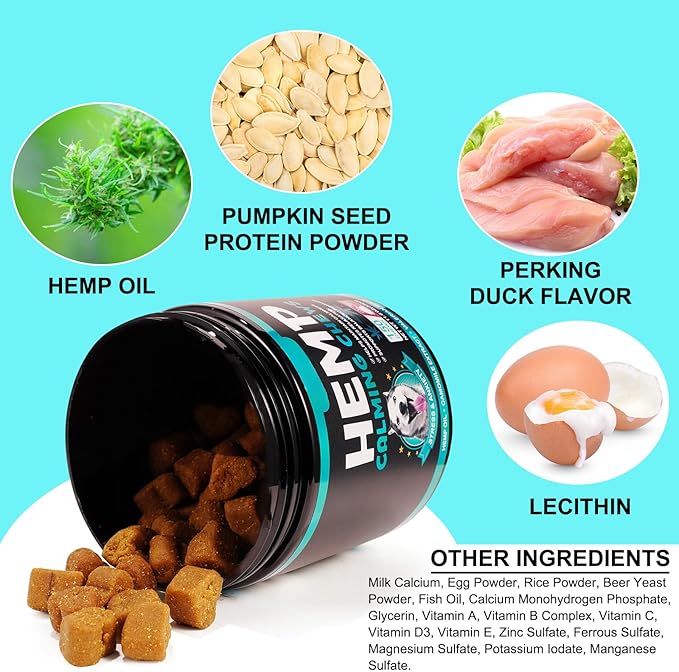 Hemp Calming Chews for Dogs 150 Count (11.6 oz), Dog Calming Treats, Helps with Dog Anxiety, Separation, Barking, Stress Relief, Melatonin for Dogs, Sleep Calming Aid, for All Breeds & Sizes