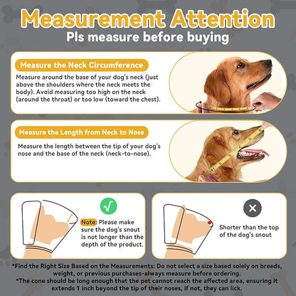 Upgraded Dog Cone Collar for Large Medium Dogs, Soft Dog Cone with Double-Layer Design, Adjustable Pet Recovery Collar for Dogs After Surgery, Elizabethan Collar (S, Grey)