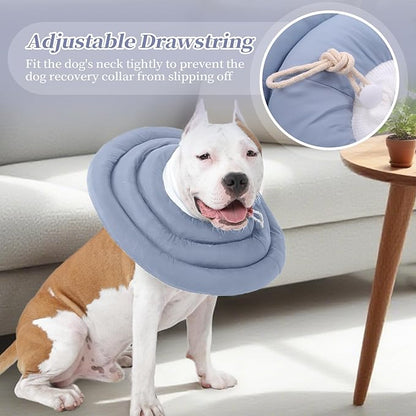 IDOMIK Dog Recovery Collar, Waterproof Soft Dog Cone After Surgery, Comfy Protective Elizabethan Collar Alternative for Dogs Cats, Adjustable Pet Neck Donut Cone Anti-Licking Biting Wounds,Blue,2XL