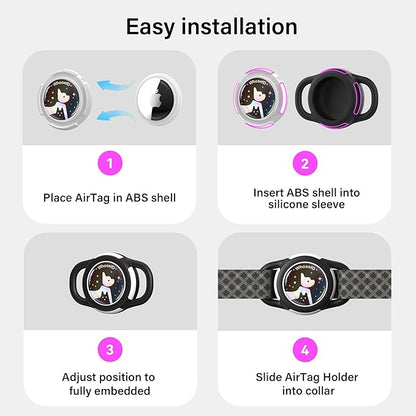 Waterproof Airtag Dog Collar Holder, Silicone & ABS Airtag Holder for Dog & Cat Collars, Ultra-Durable, Lightweight and Protective Airtag Case (Rose-1, Small)