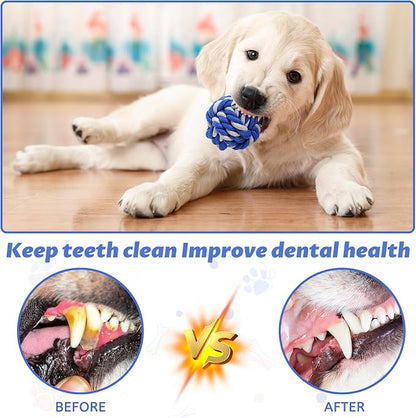 Pet Chew Rope Toy for Teething, Entertainment & Interaction, Knots Weave Cotton Rope, Biting Small Ball Tough Chew Toys for Dogs & Cats, 4 Pack