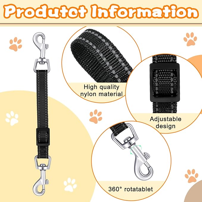 Saintrygo 5 Pcs Safety Dog Collar Clips Prong Collar Backup Clips Adjustable Reflective Nylon Harness Connector Metal Double Ended Backup Clasp for Harness Pet(Bright Color)