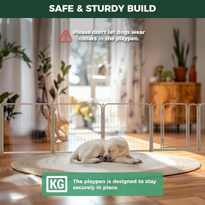 FXW Homeplus Unleashed Indoor Dog Playpen - Stress-Free and Safe Play, Heavy Duty 24 Inch 12 Panels with Connectors (Pack of 2) for Puppy and Small Dogs, White│Patented