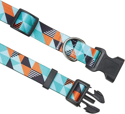 Mihqy Dog Collar with Bohemia Floral Tribal Geometric Patterns - Soft Ethnic Style Collar Adjustable for Small Medium Large Dogs(Geometry,L)