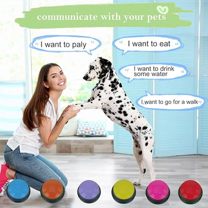 Gelabur Set of 6 Dog Buttons for Communication, Voice Recordable Buttons for Classroom, Dog Training Talking Buttons Starter Set, Pet Easy Speaking Buttons Tools