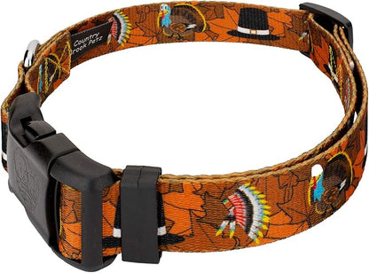 Country Brook Petz - Thanksgiving Tradition Everyday Dog Collar and Leash - Awesome Autumn Collection Featuring Designs You'll Fall for (5/8 Inch, Small)
