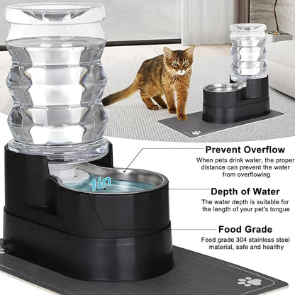 RIZZARI Automatic Dog Water Dispenser: 7L Black Stainless Steel Feeder with Auto-Refill - Elevated Design Eases Joint Strain for Senior Dogs - Leak-Resistant Base - Ideal for Livingroom Bedroom